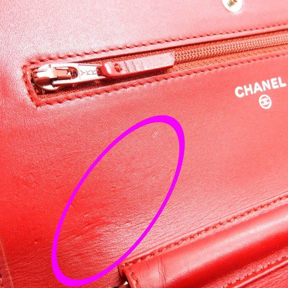 Chanel Matelasse Red Leather Chain Wallet - Picture 4 of 11